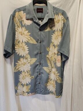 Tommy Bahama Sea Blue Floral Short-Sleeve Camp Shirt